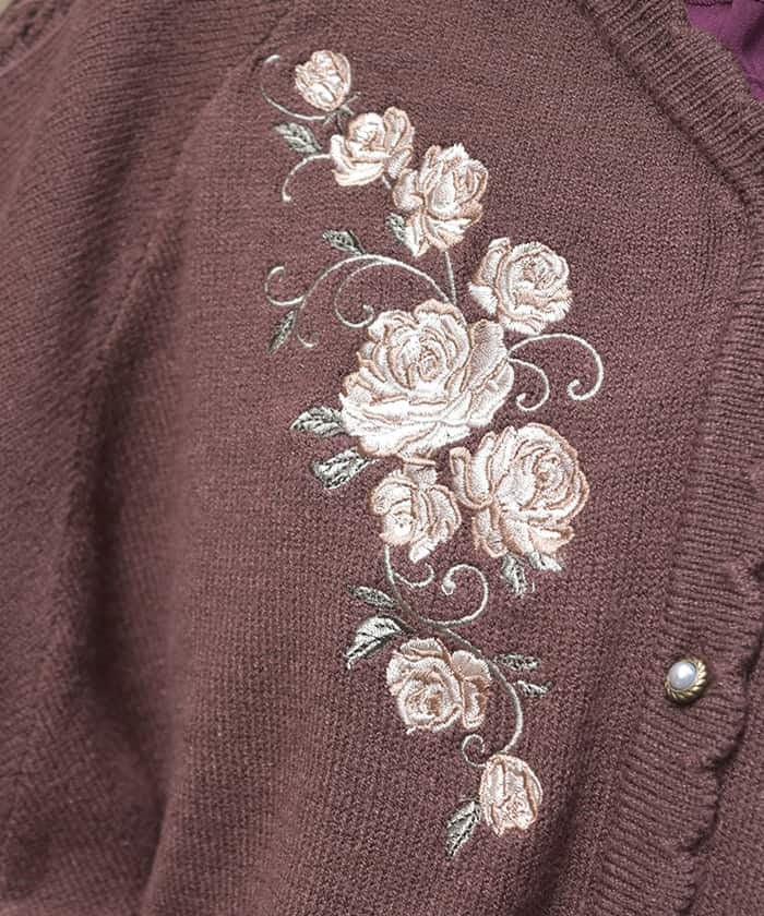 Rose Embroidery Knit Poncho – axes femme from JAPAN