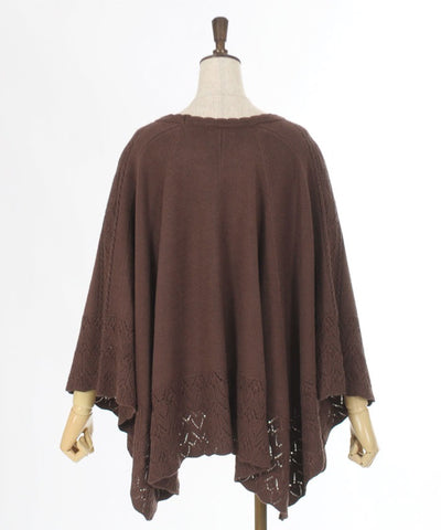 Rose Embroidery Knit Poncho