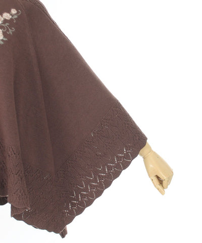 Rose Embroidery Knit Poncho