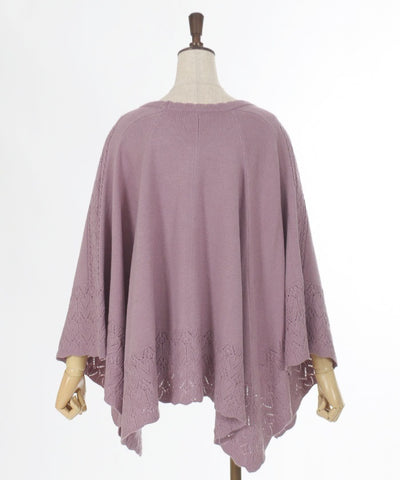 Rose Embroidery Knit Poncho