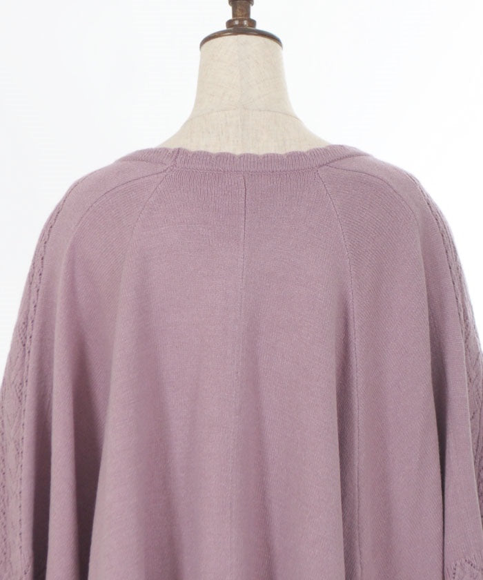 Rose Embroidery Knit Poncho