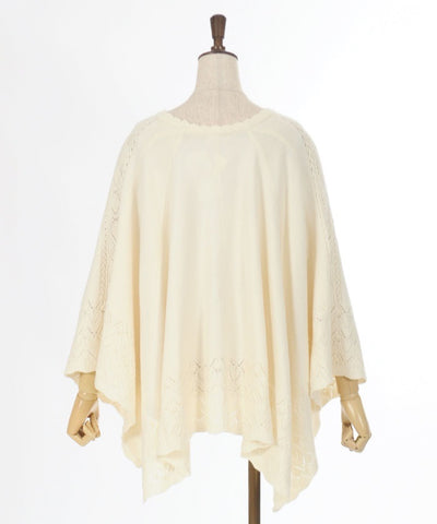 Rose Embroidery Knit Poncho