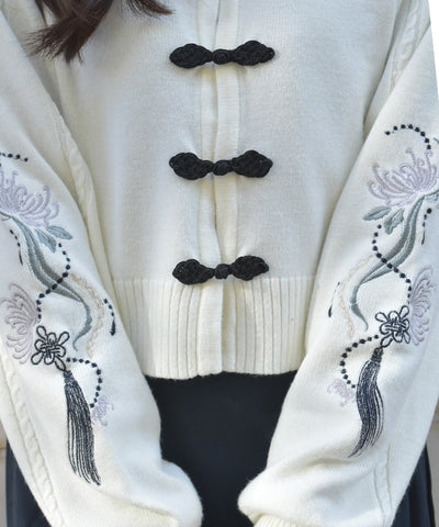 Tassel Embroidery Chinese Style Cardigan