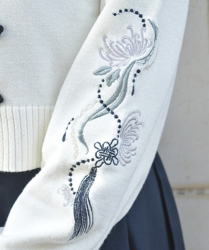 Tassel Embroidery Chinese Style Cardigan