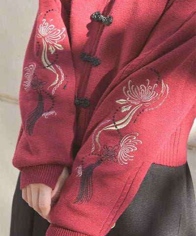 Tassel Embroidery Chinese Style Cardigan