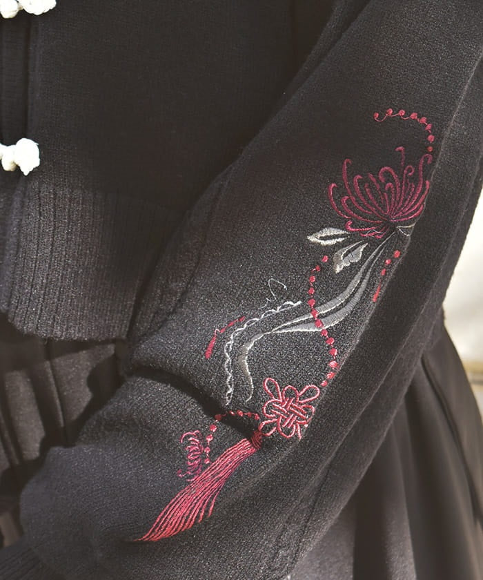 Tassel Embroidery Chinese Style Cardigan