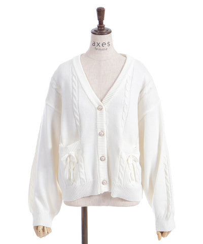 Ribbon Pocket Knit Cardigan