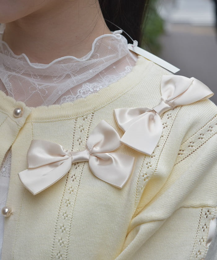 Satin Ribbon Knit Cardigan – axes femme from JAPAN