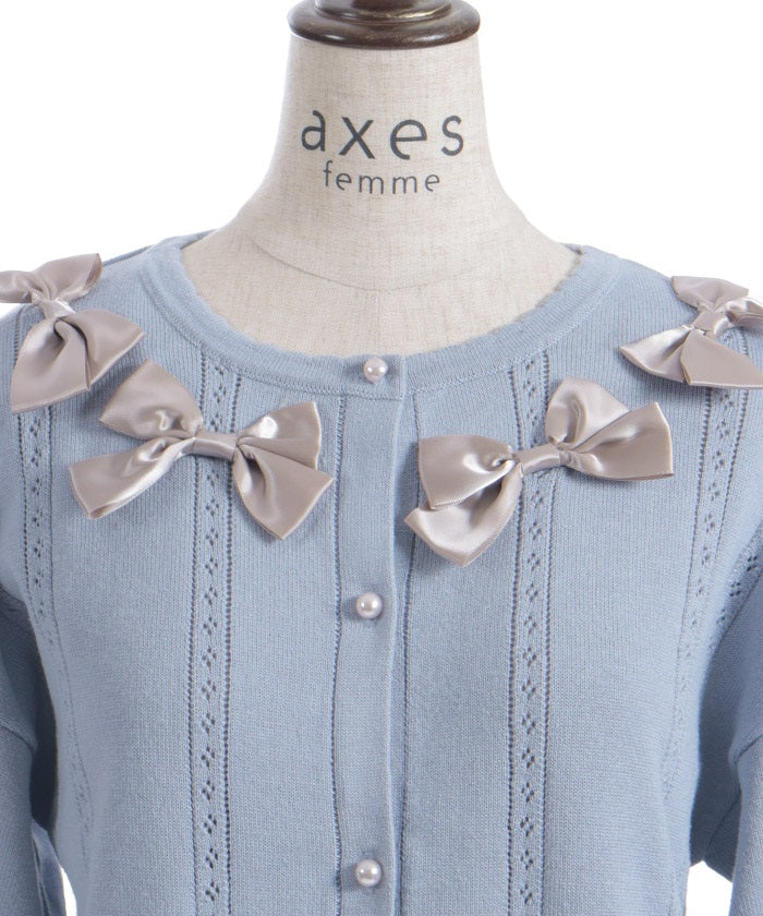 Satin Ribbon Knit Cardigan – axes femme from JAPAN