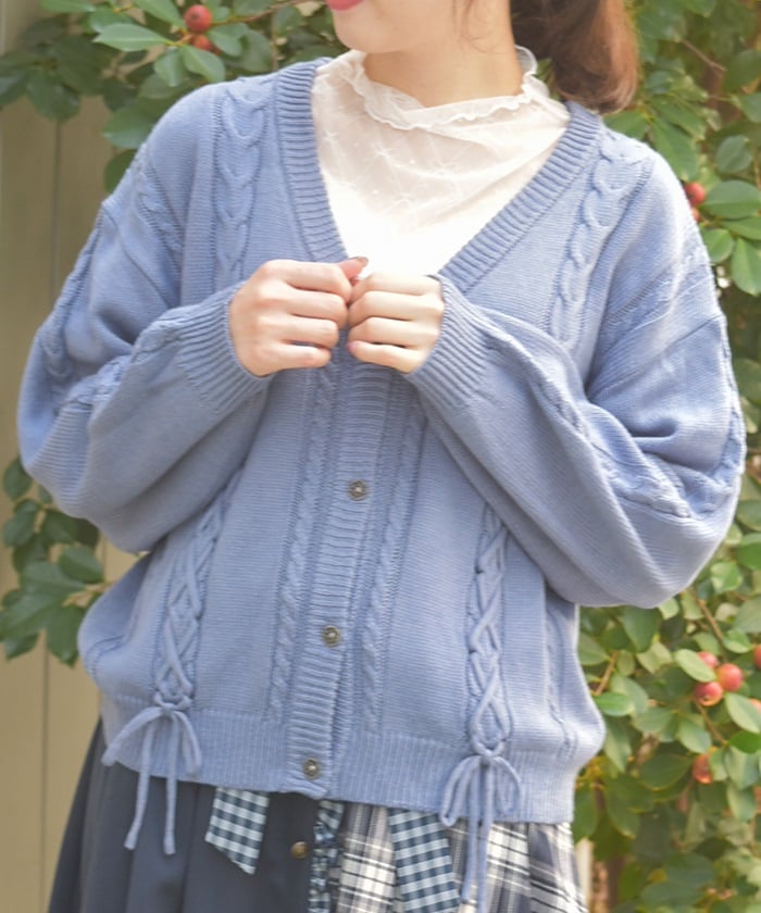 Lace-Up Cable Knit Cardigan – axes femme from JAPAN