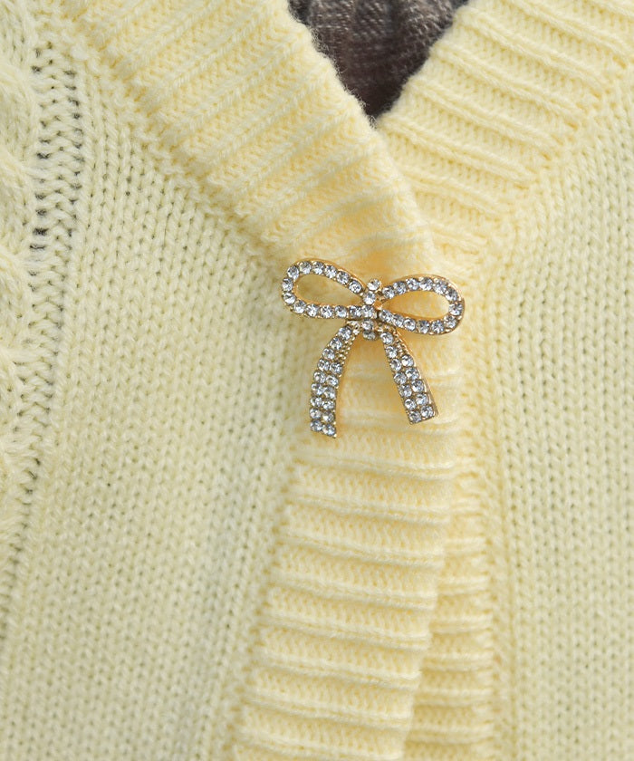Ribbon Button Lace-Up Knit Cardigan – axes femme from JAPAN
