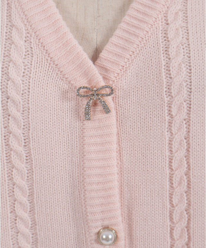 Ribbon Button Lace-Up Knit Cardigan – axes femme from JAPAN