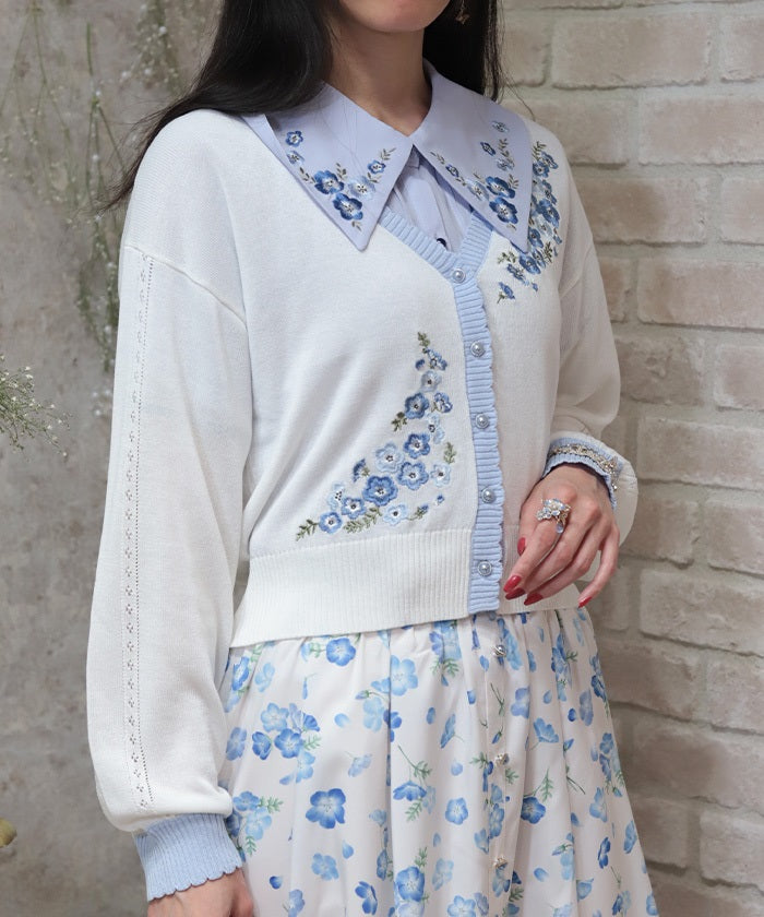 Contact Cooling Nemophila Embroidery Cardigan – axes femme from JAPAN