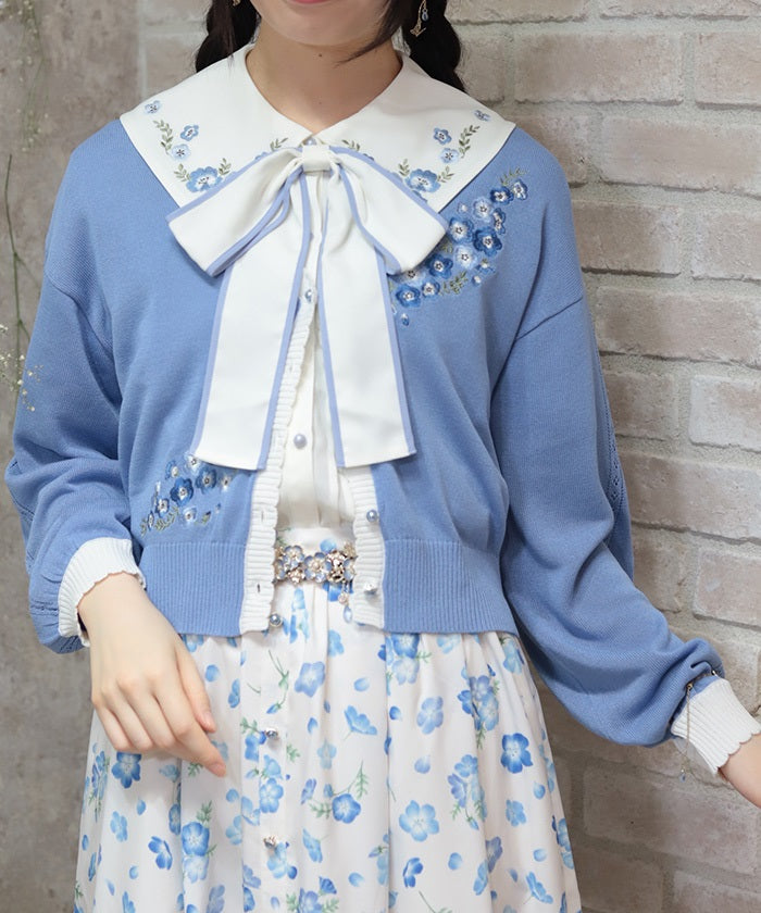 Contact Cooling Nemophila Embroidery Cardigan – axes femme from JAPAN