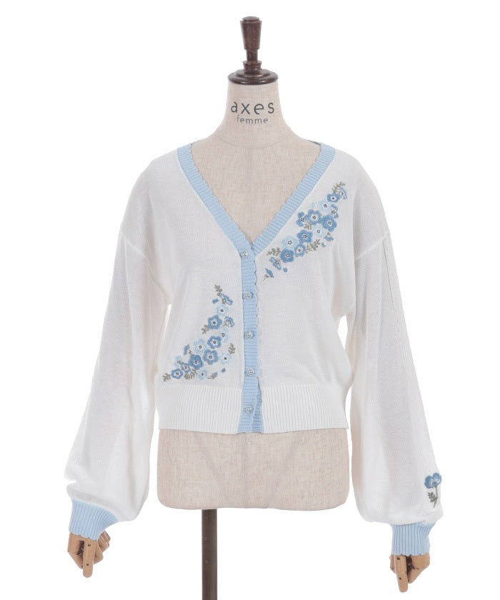 Contact Cooling Nemophila Embroidery Cardigan – axes femme from JAPAN