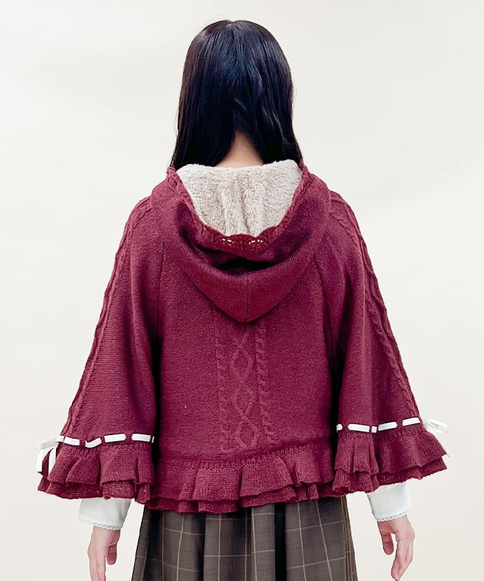 Ribbon Boa Lining Knit Cape