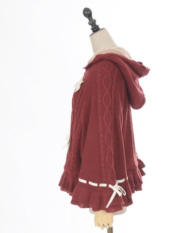 Ribbon Boa Lining Knit Cape