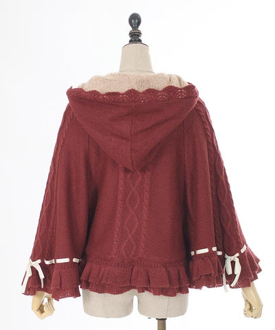 Ribbon Boa Lining Knit Cape