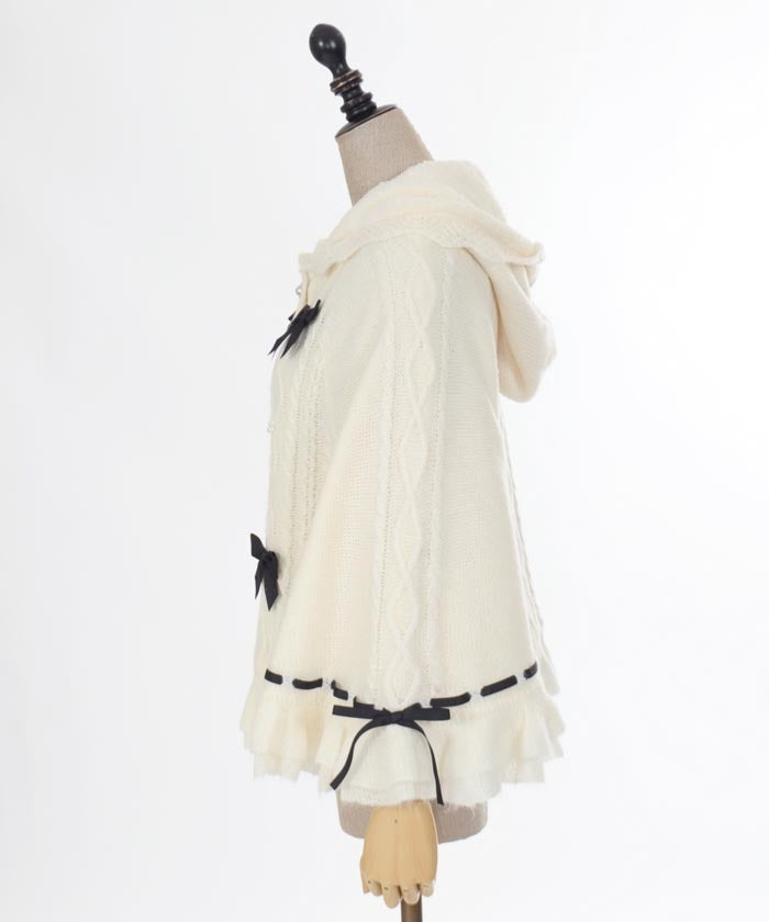 Ribbon Boa Lining Knit Cape