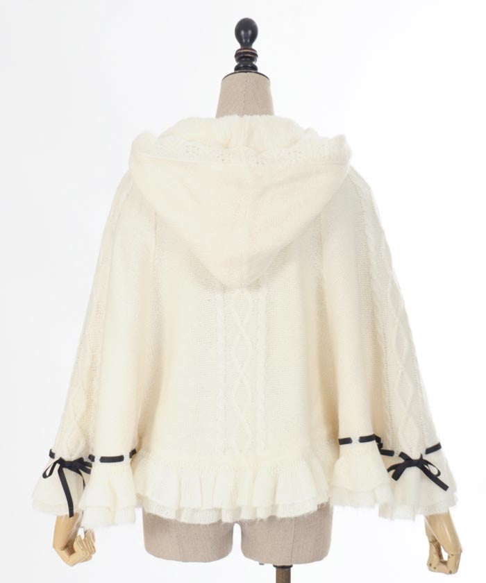 Ribbon Boa Lining Knit Cape