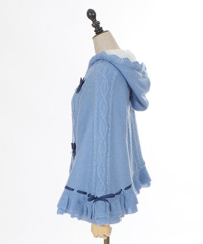 Ribbon Boa Lining Knit Cape