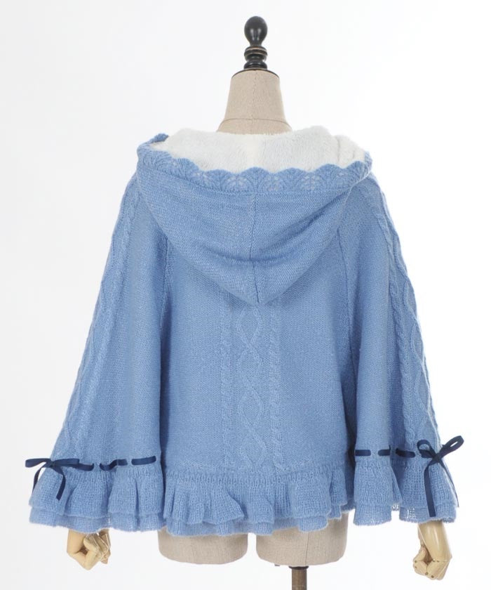 Ribbon Boa Lining Knit Cape