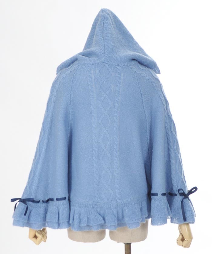 Ribbon Boa Lining Knit Cape