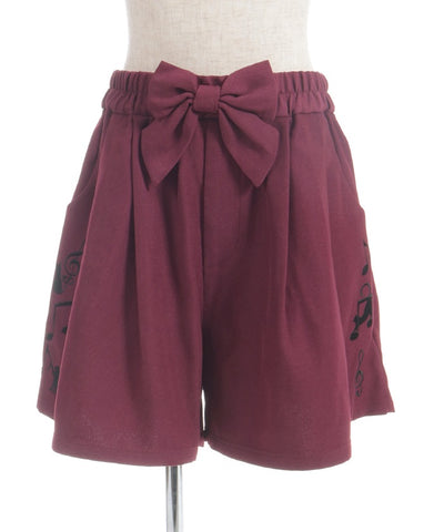 Music Note Kitty Embroidery Ribbon Pants