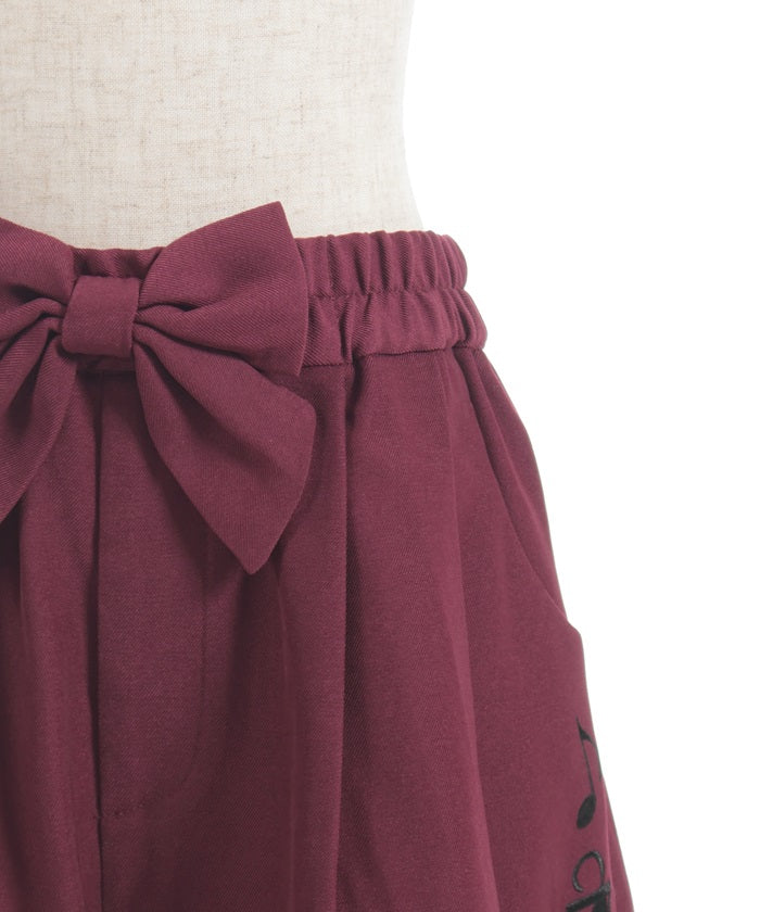 Music Note Kitty Embroidery Ribbon Pants