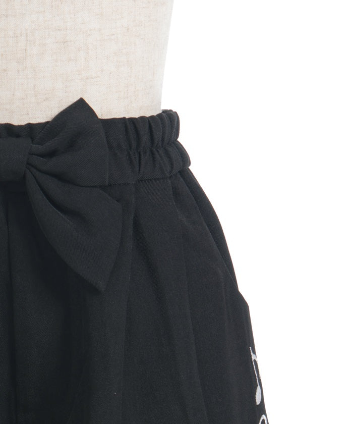 Music Note Kitty Embroidery Ribbon Pants