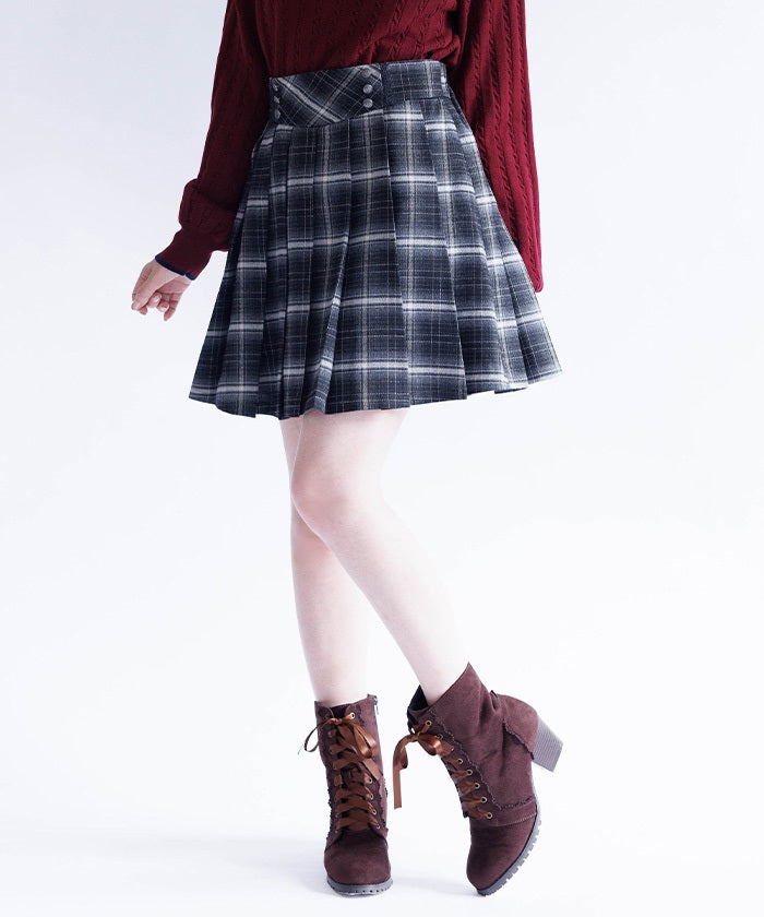 Button Design Check Skort