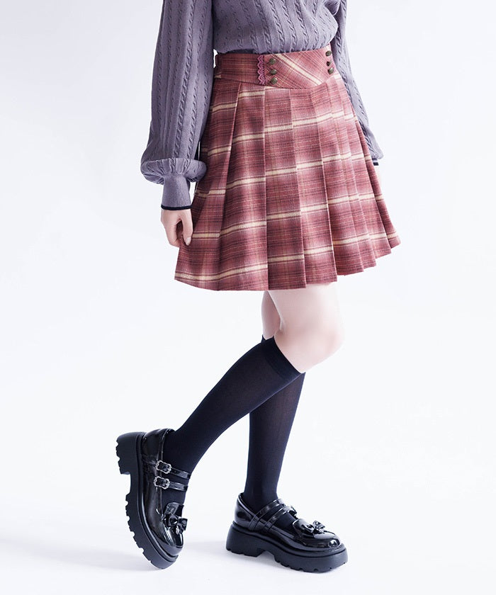 Button Design Check Skort