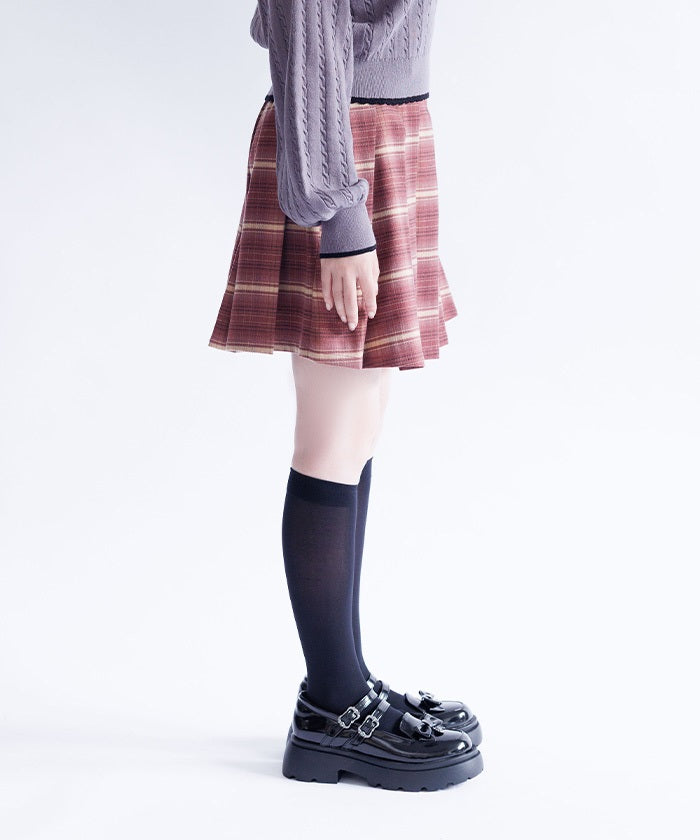 Button Design Check Skort