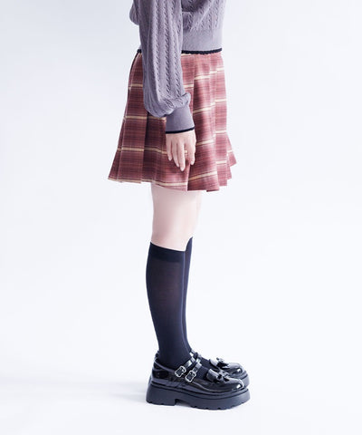 Button Design Check Skort