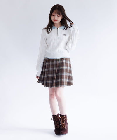 Button Design Check Skort