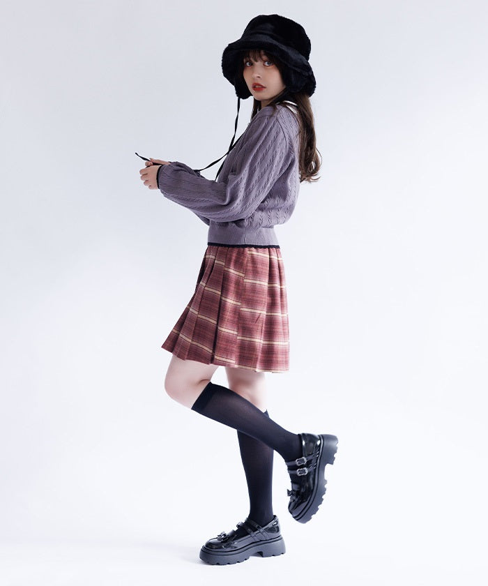 Button Design Check Skort