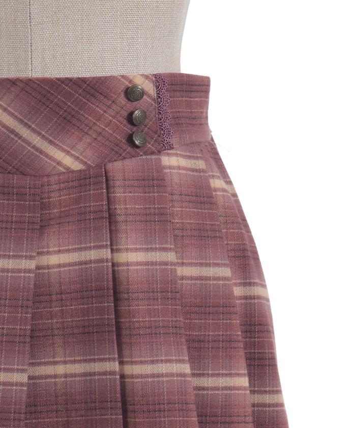 Button Design Check Skort