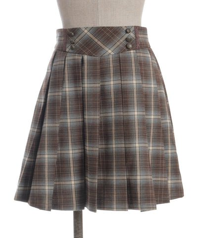 Button Design Check Skort