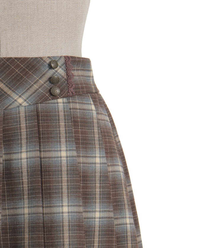 Button Design Check Skort