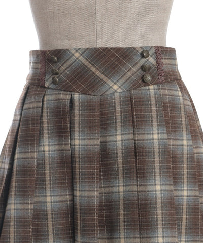 Button Design Check Skort