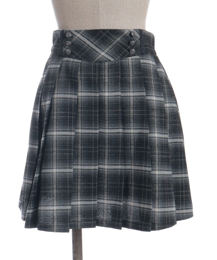 Button Design Check Skort