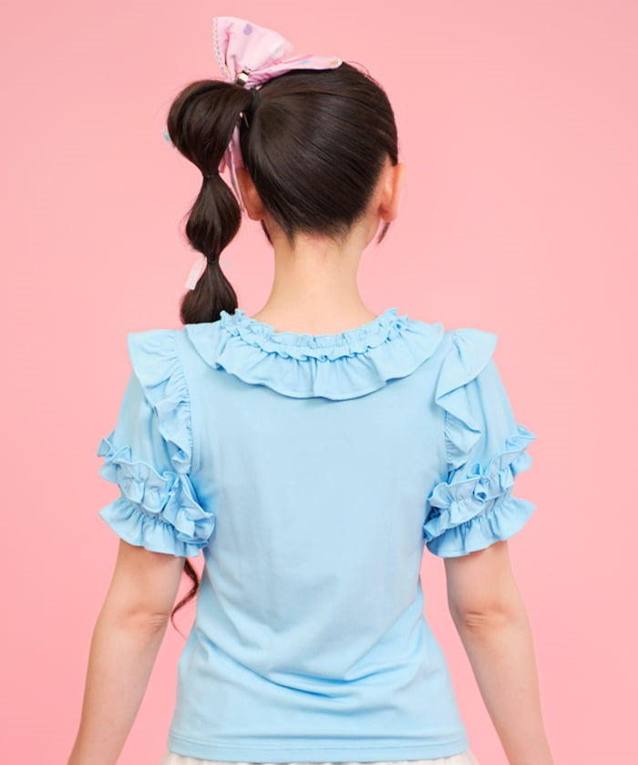 Frill Ribbon Short Sleeve Cut-and-Sewn Pullover