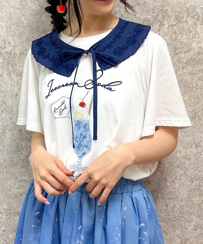 Cream Soda Pattern T-Shirt with Collar