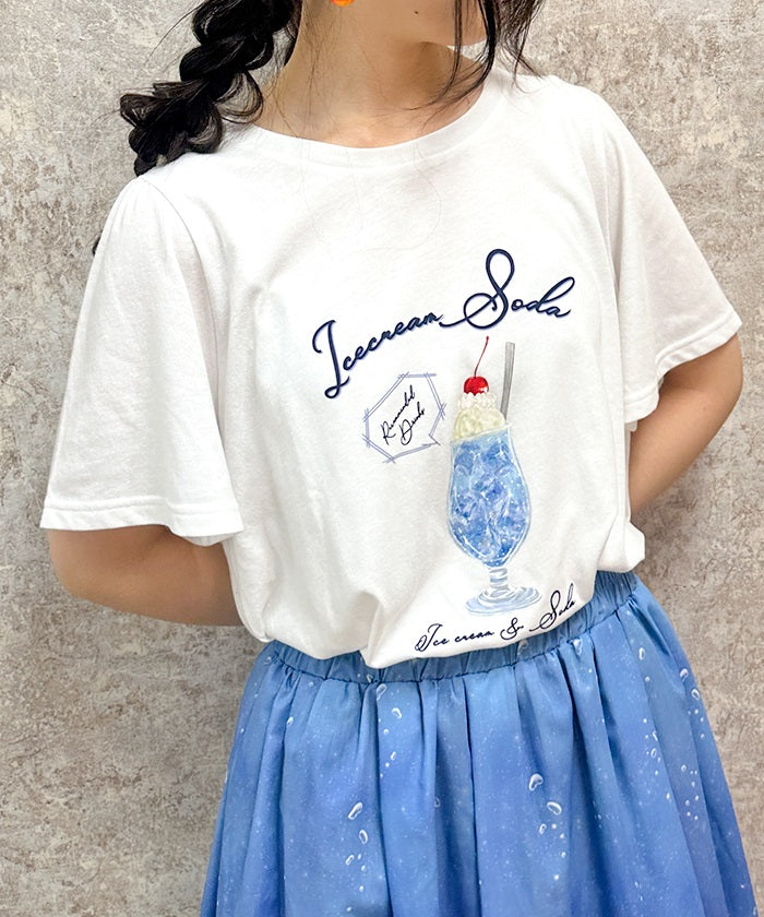 Cream Soda Pattern T-Shirt with Collar