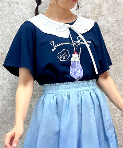 Cream Soda Pattern T-Shirt with Collar