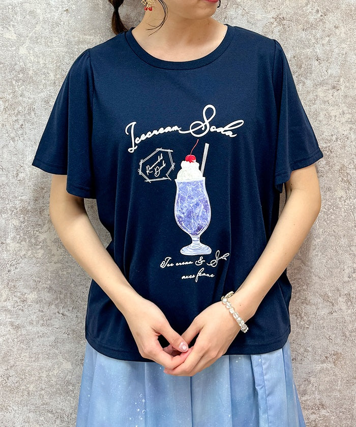 Cream Soda Pattern T-Shirt with Collar