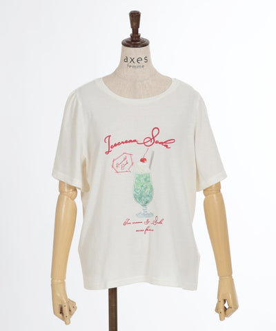 Cream Soda Pattern T-Shirt with Collar