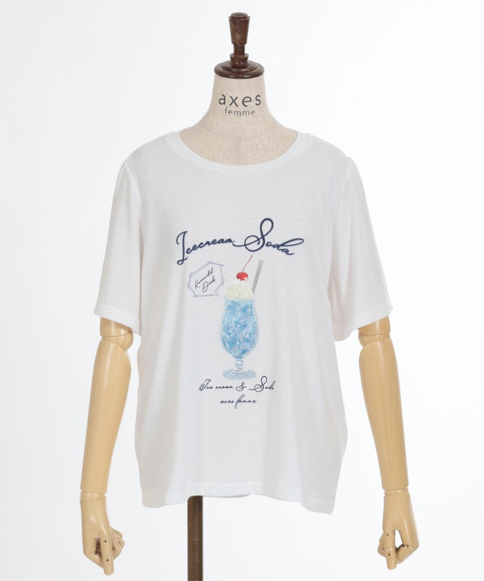 Cream Soda Pattern T-Shirt with Collar