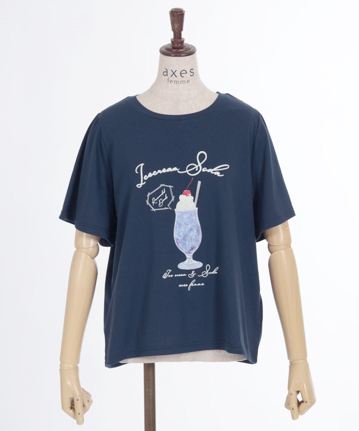 Cream Soda Pattern T-Shirt with Collar