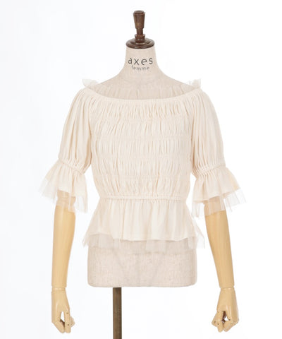 Back Ribbon Shirring Pullover